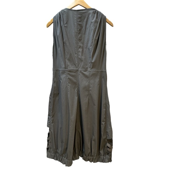 LAUREN VIDAL unique dress textural greys grays pockets ties art-wear M layer - Picture 4 of 12